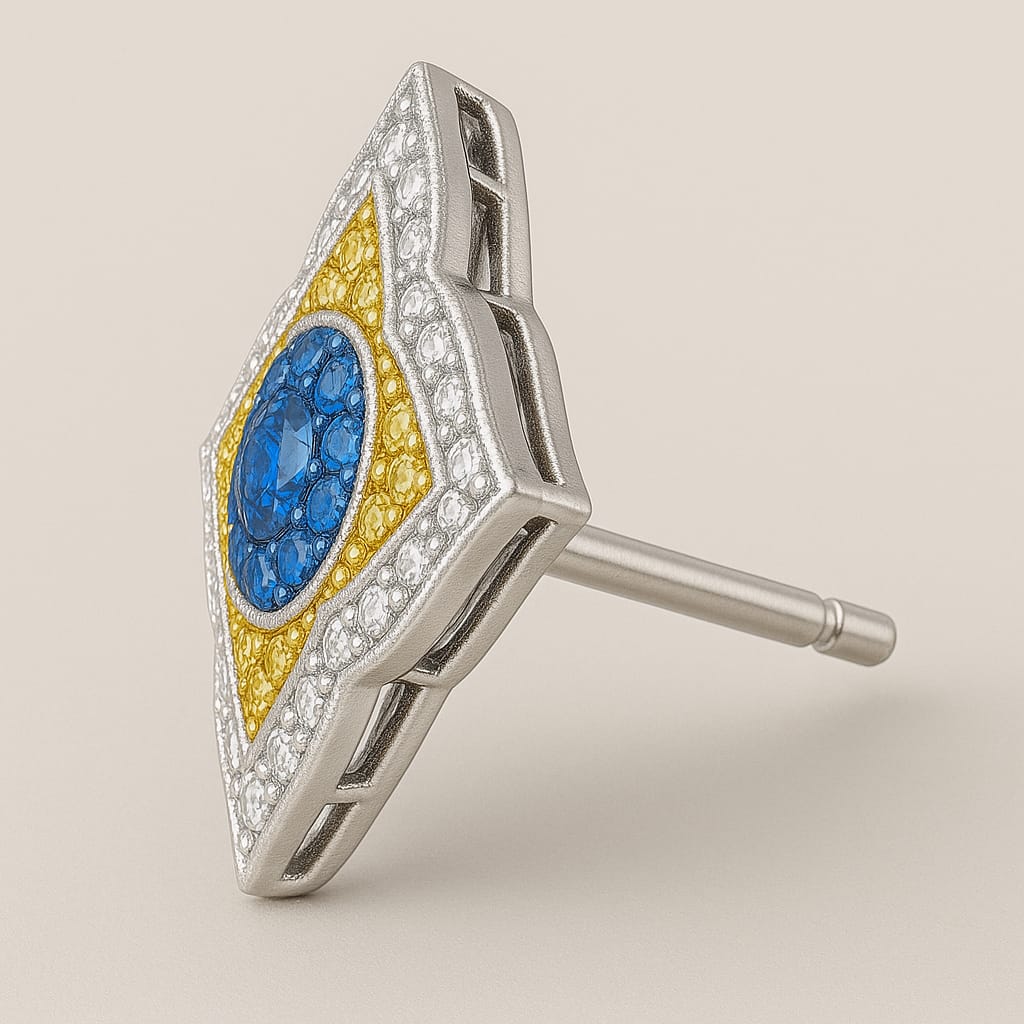 EKINOX ÇİÇEĞİ MODELİ 18 AYAR SARI BEYAZ ALTI KÜPE