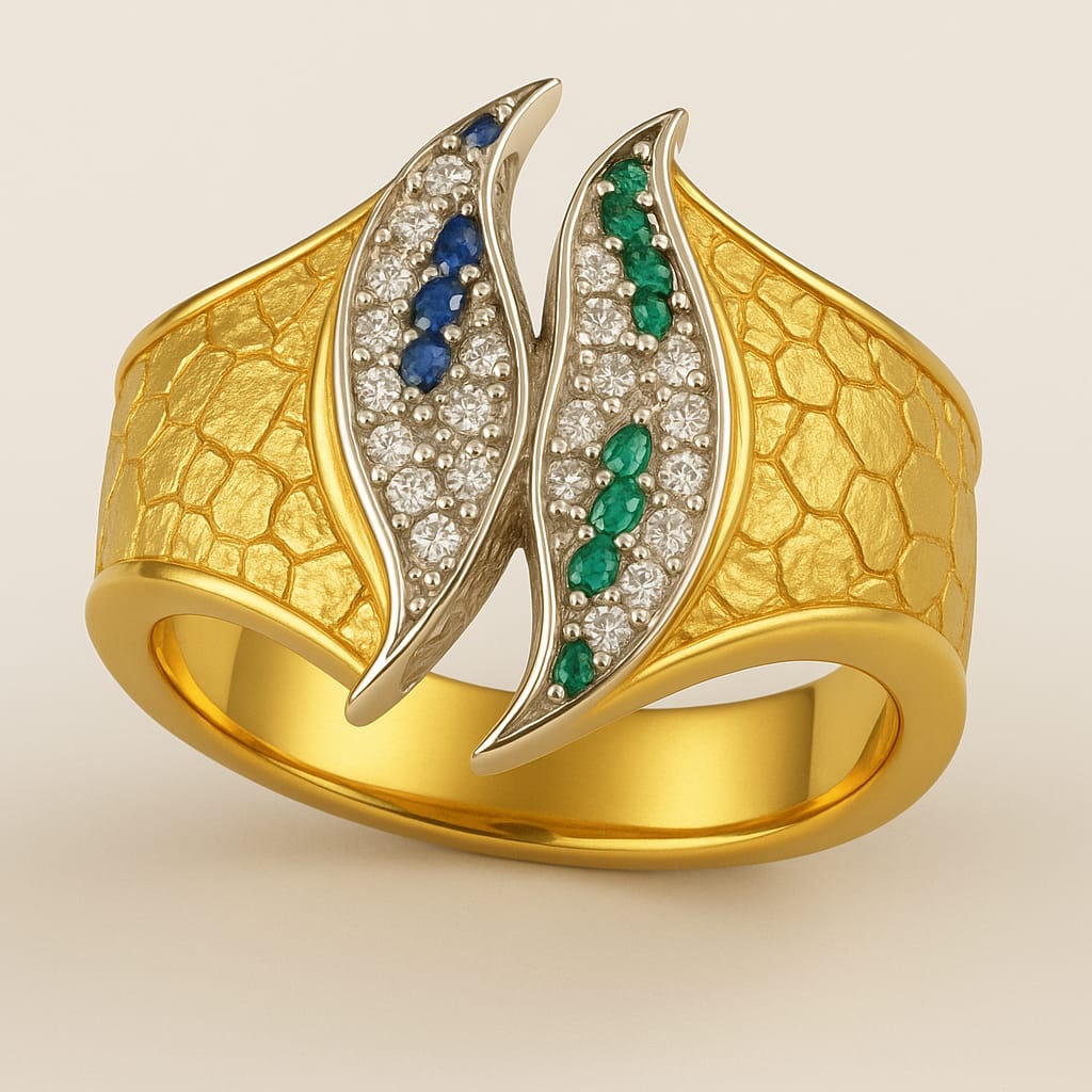 Sevginin Karşılıklı Asilliği Yüzük - Renkli Pırlanta