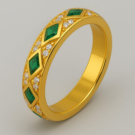 18 AYAR SARI VE BEYAZ ALTIN YEŞİL 1CT TOPLAM 6/10 CR AT ARASI PIRLANTA