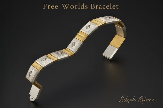 22 AYAR SARI VE BEYAZ ALTIN UNİSEX BİLEKLİK