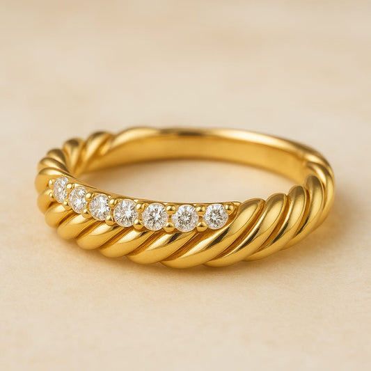 6 Taşlı Alyans - 18K Altın & F Kalite Pırlanta