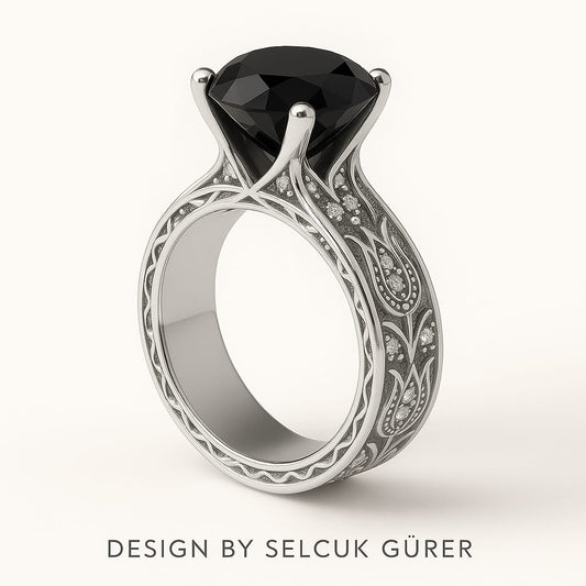 Eternal Yüzük - 13 ct Siyah Pırlanta 18K Altın