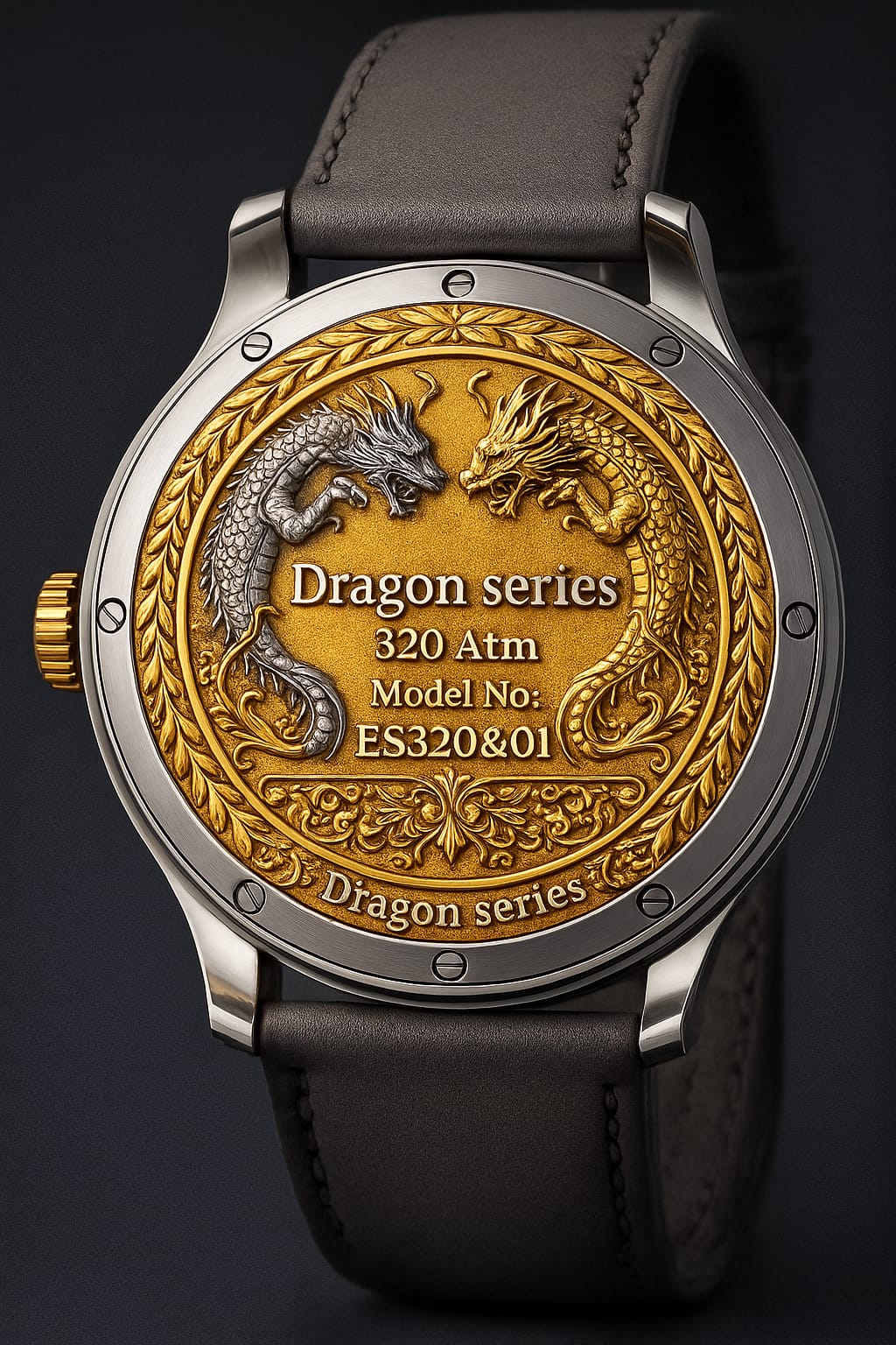 ÖZEL TASARIM 18 AYAR SARI BEYAZ ALTIN DRAGON SERİSİ KOL SAATİ